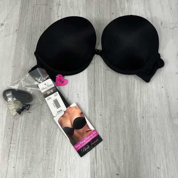 Secret Lace Black Fuchsia Deep Plunge Push Up Convertible Bra 36B - Picture 1 of 11